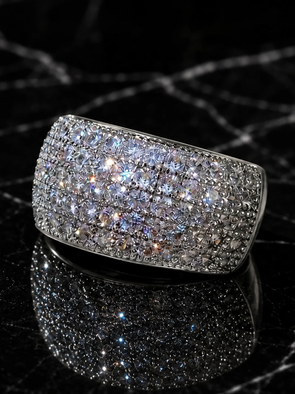 Men Ring Size 8 Iced Out Hiphop Vz Crystals Bust Down Piece Conservative